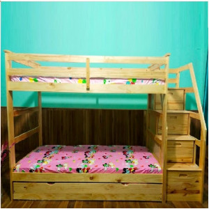 165 Naturall : Giường 3 Tầng Cầu Thang Liên Hợp - 1m